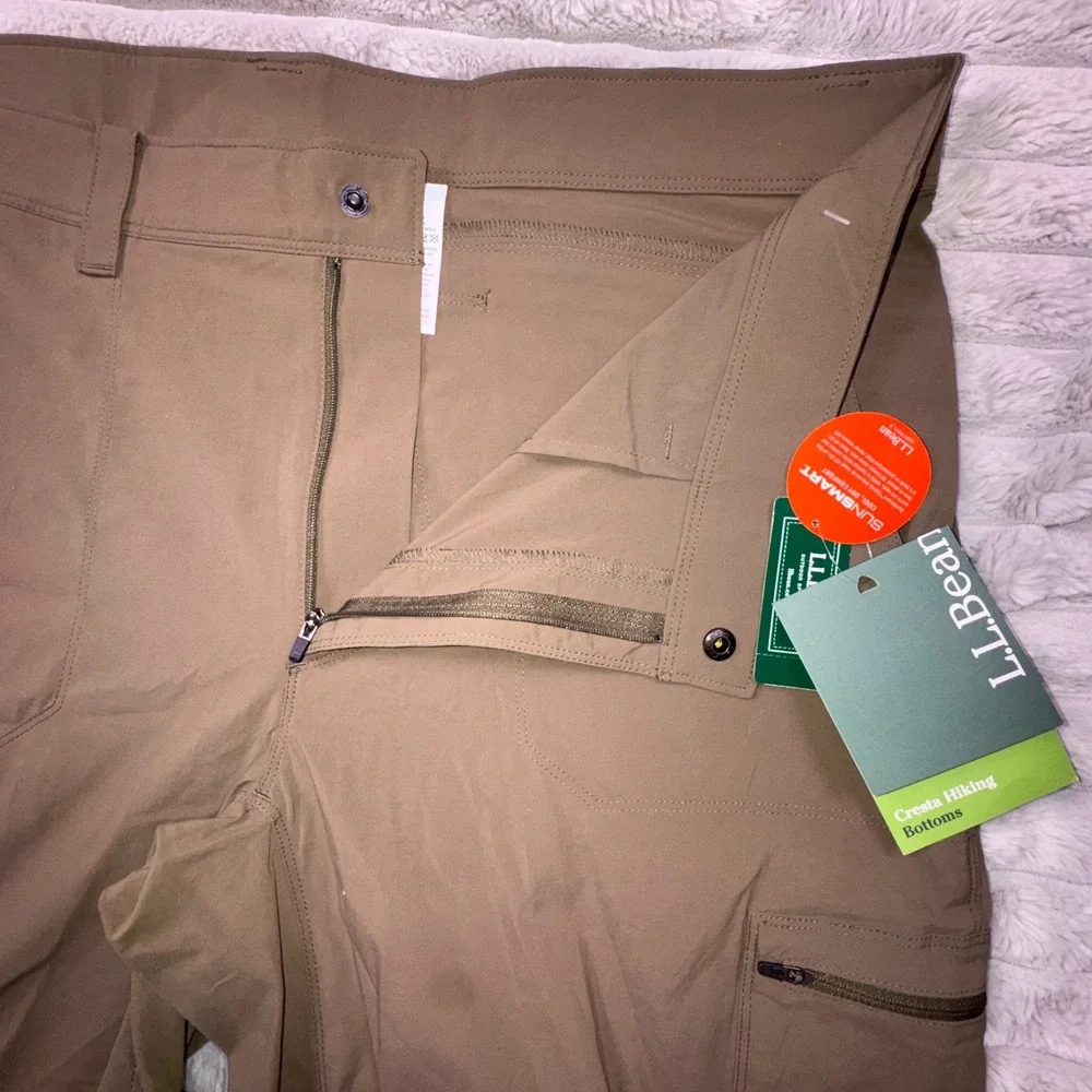 L.L.Bean Cresta Hiking Pants Mens‎ 38x29 Stretch Dark Cinder Tan Utility UPF 50+